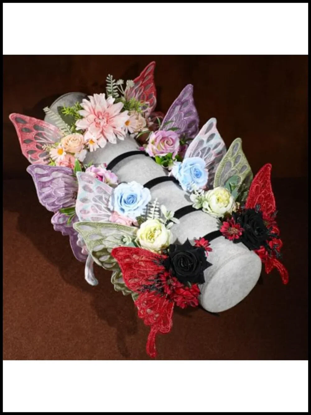 Fairy Butterfly Headband - Flower Crown with Wings, Woodland Floral Hair